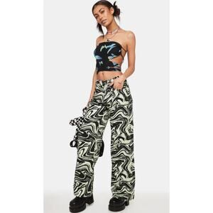Ragged Priest Jeans Womens 26 Wide Straight Neon Marble Abstract Festival New G2